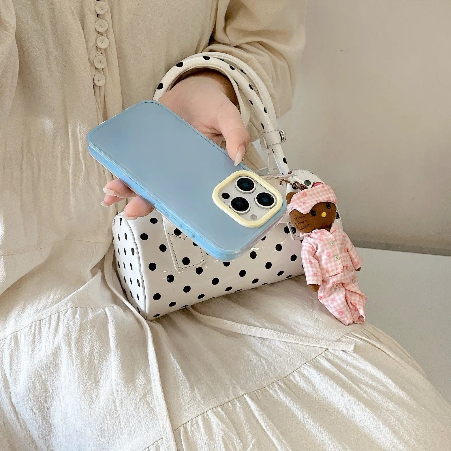iPhone silicone phone case in jelly solid blue colour showing all-inclusive design