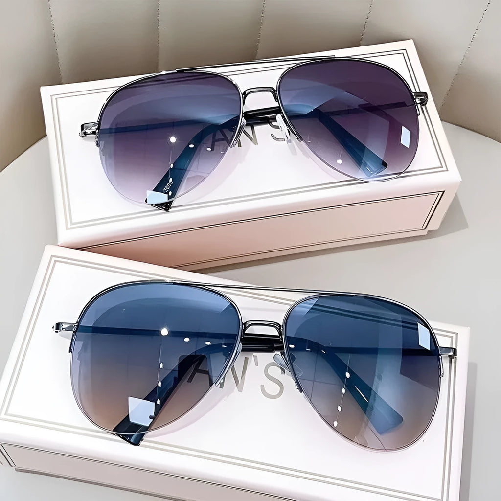 Metal frame aviator driving sunglasses with resin lenses in multiple colour options