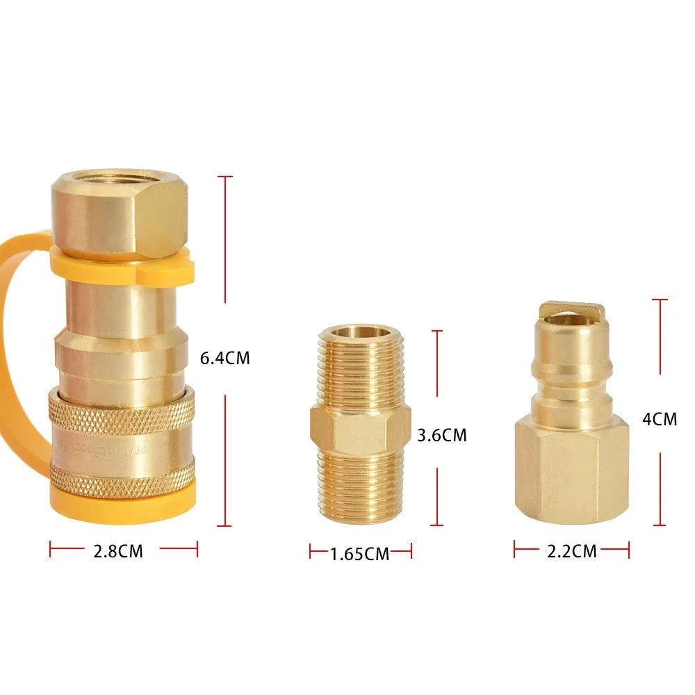 3/8 gas tank connector combination in gold brass with American standard thread for propane conversion