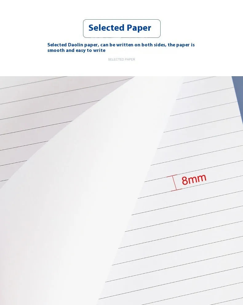 A4 tearable notebook with grid pages and wireless adhesive binding, paper cover