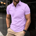Men's summer polo shirt with short sleeves and button lapel in cotton-mixed fabric, available in multiple colours