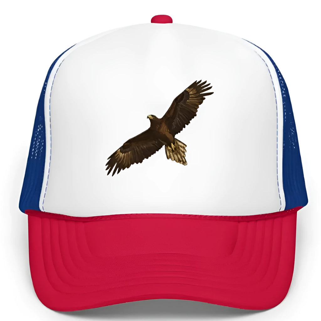 Red Sponge Hawk baseball cap with dome crown, polyester fabric, and embroidered printed detail