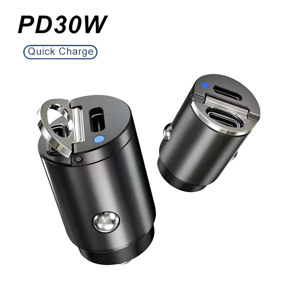 Mini 30W car cigarette lighter charger with compact zinc alloy housing