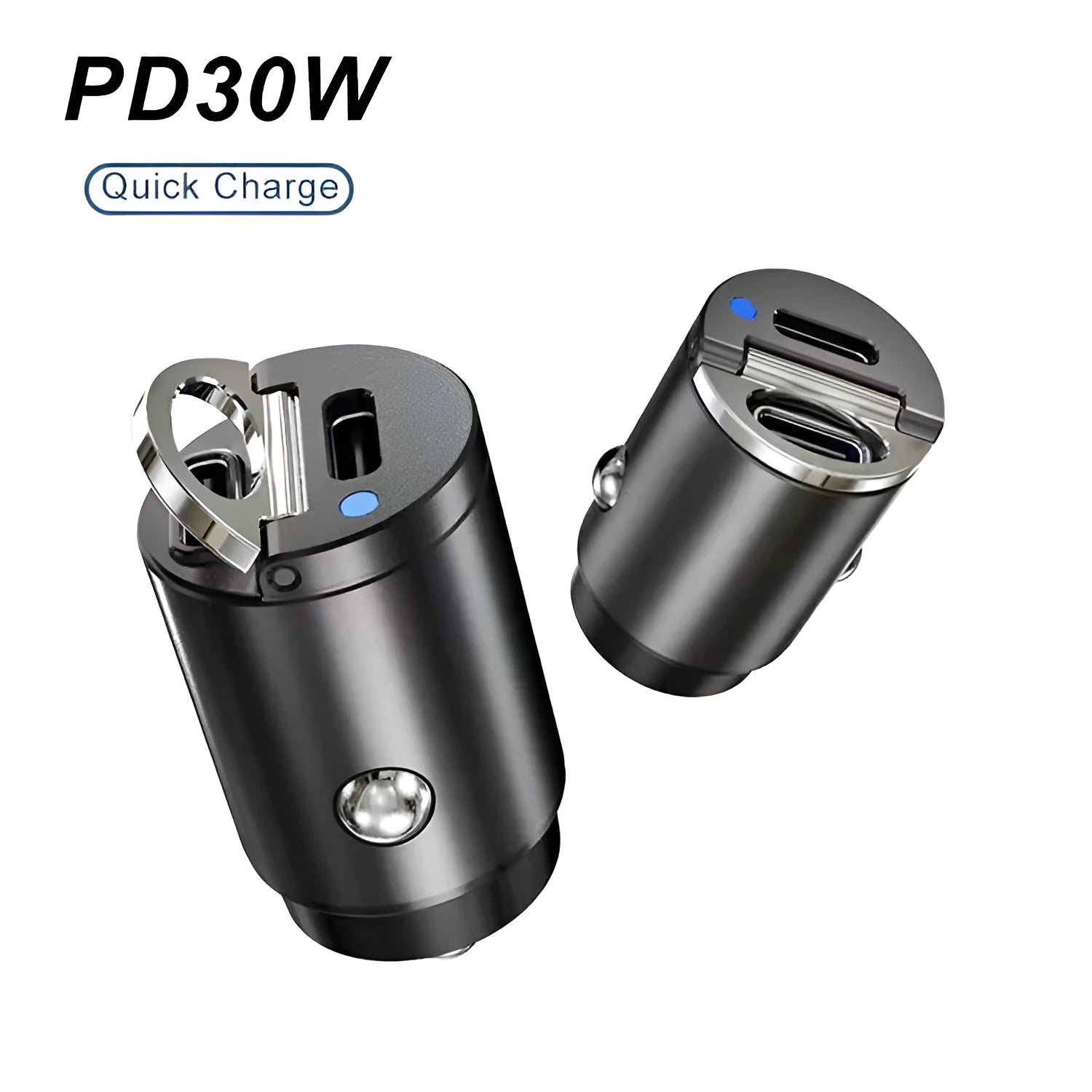 Mini 30W car cigarette lighter charger with compact zinc alloy housing