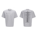 Men's short sleeve pure cotton T-shirt with snake pupil backbone, heavy rivet, and embroidery detail in cool black