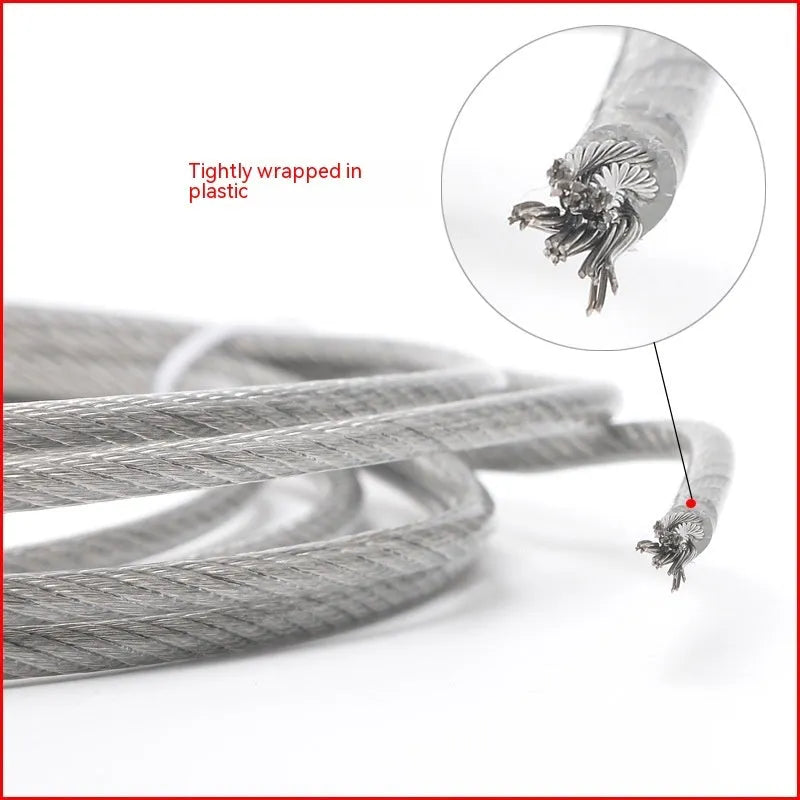 304 stainless steel anti-theft wire net showing double twist structure and coated rope design