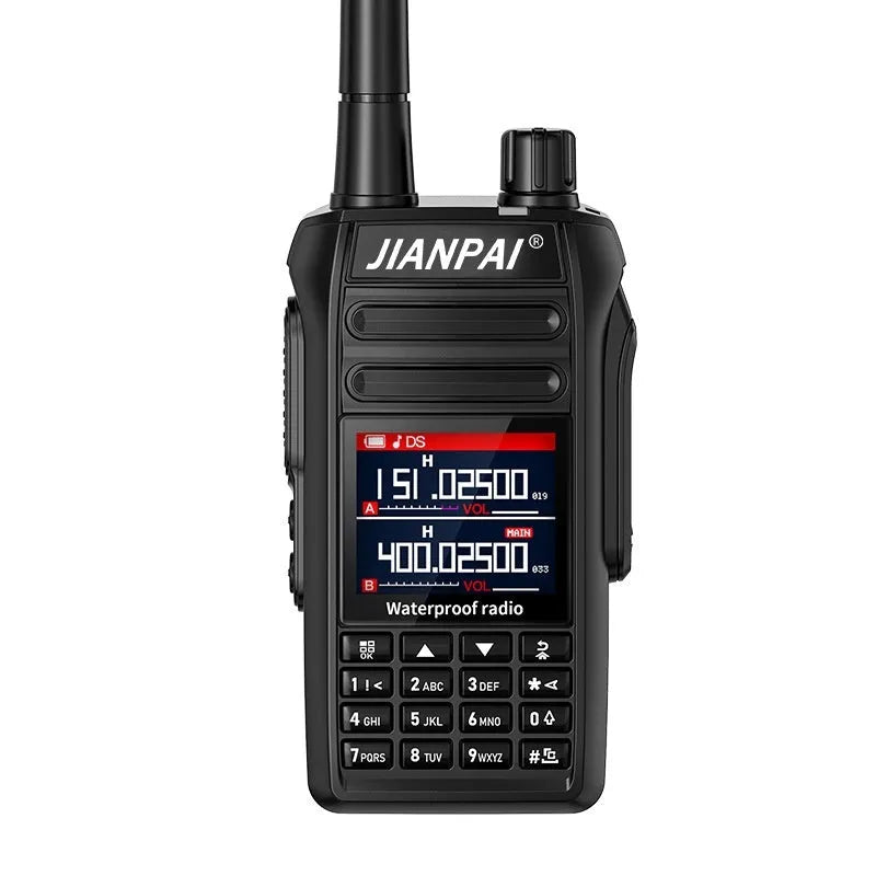 Interphone aviation headset with black plastic shell, dustproof function, and full band communication system