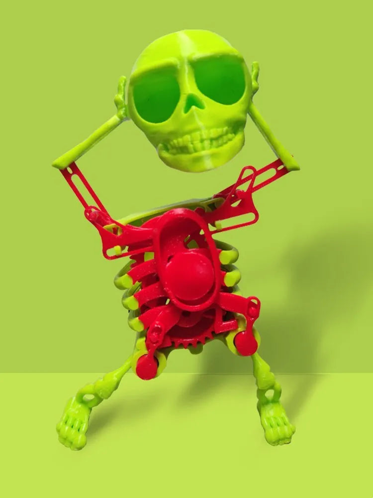 3D printed skeleton man toy in 22cm and 17cm sizes with dancing skeleton pink white, red green, and white options