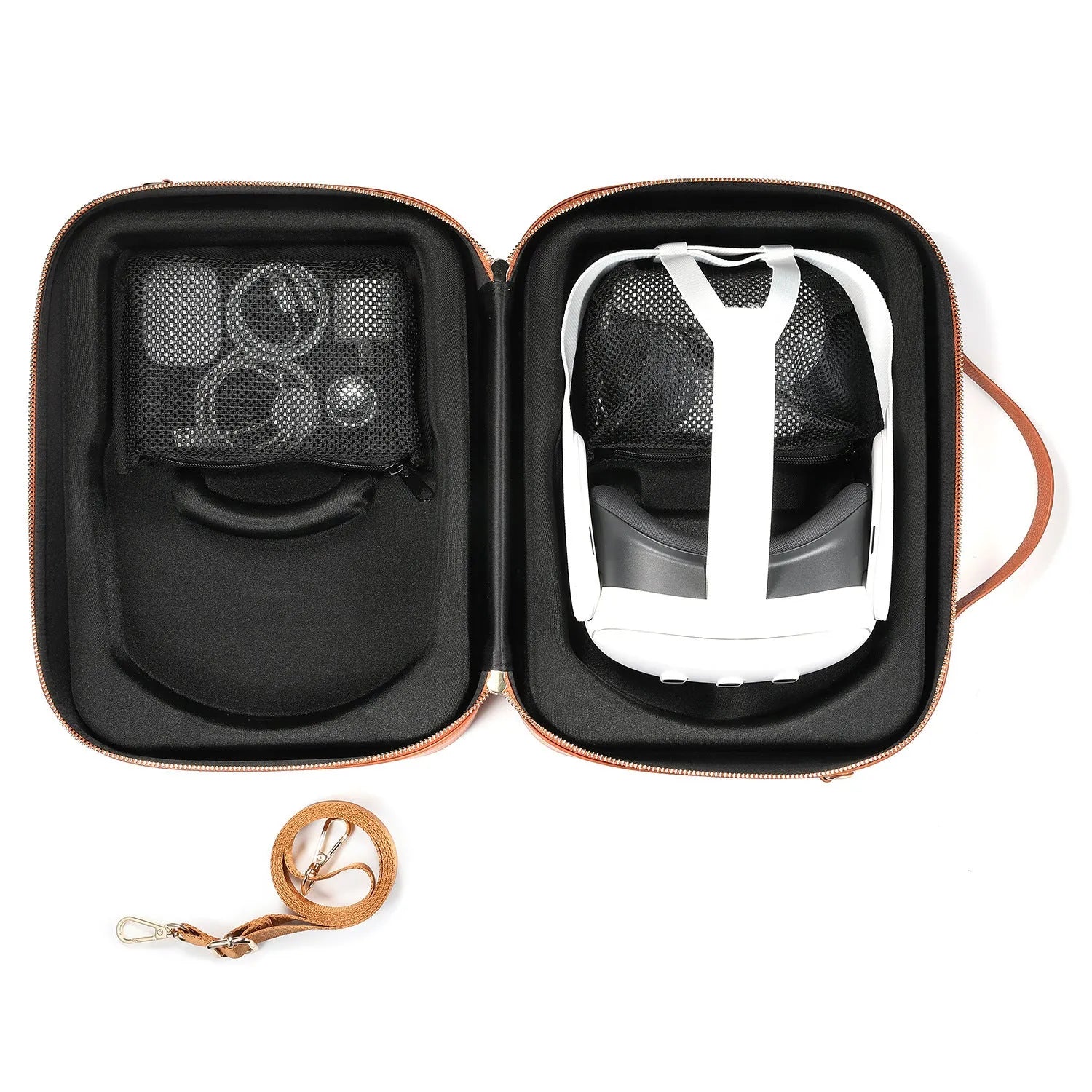 Black superfiber MR glasses storage box for Apple Vision Pro headset.