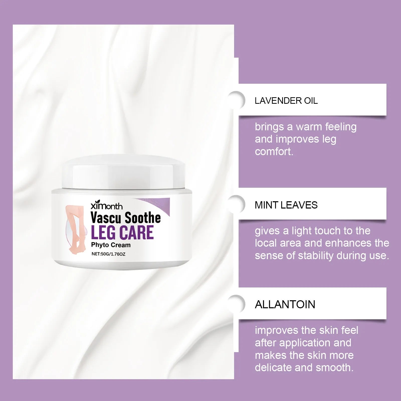 50g tube of lavender and mint massage cream with glycerin and allantoin