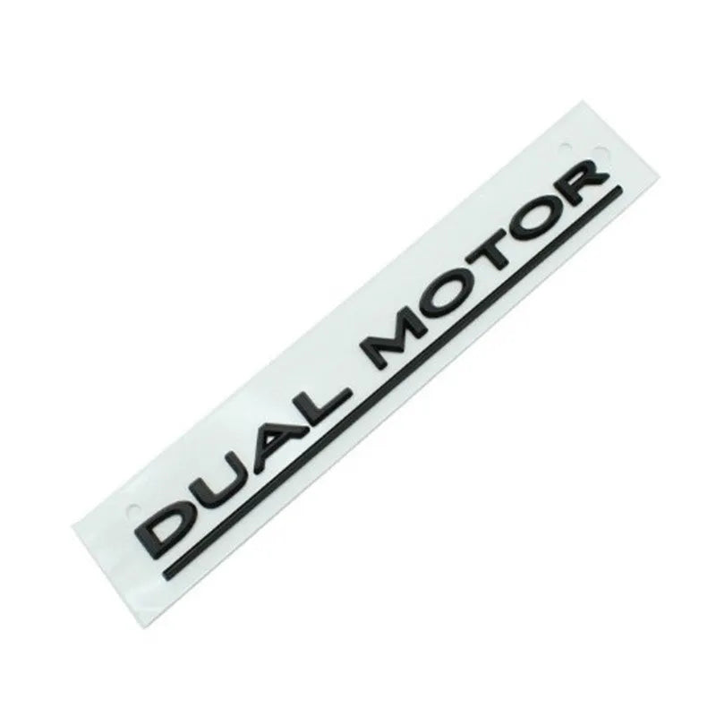Model 3 car sticker showing 19cm by 3cm ABS plastic construction with double motor bumper design