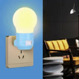 Plug-in bedside baby night feeding lamp with modern round shape in white, blue, or pink shell options