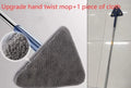 Extendable blue triangle mop with rotating head and stainless steel pole for floor and wall cleaning.