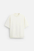 Loose double-sided cloth texture short sleeve top and shorts set in blue, showing round collar and loose fit