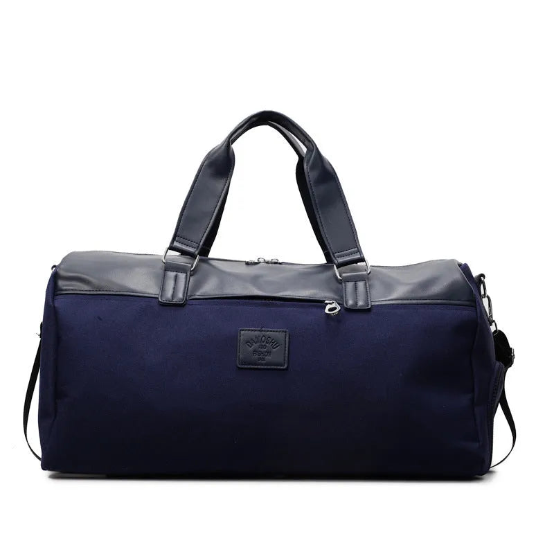 Large black Oxford cloth messenger bag showing its size and style.