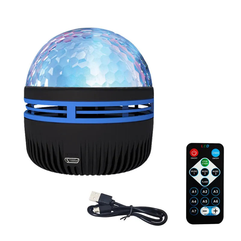LED star galaxy projector lamp with rotating effects, acrylic shade, and 5V USB power for bedroom or party use