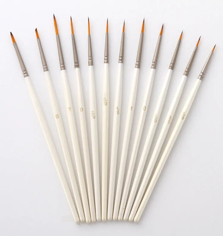 Pearl White fluorescent marker set with nylon wool hooks, nickel plated tubes, and solid wood holders for watercolour line art
