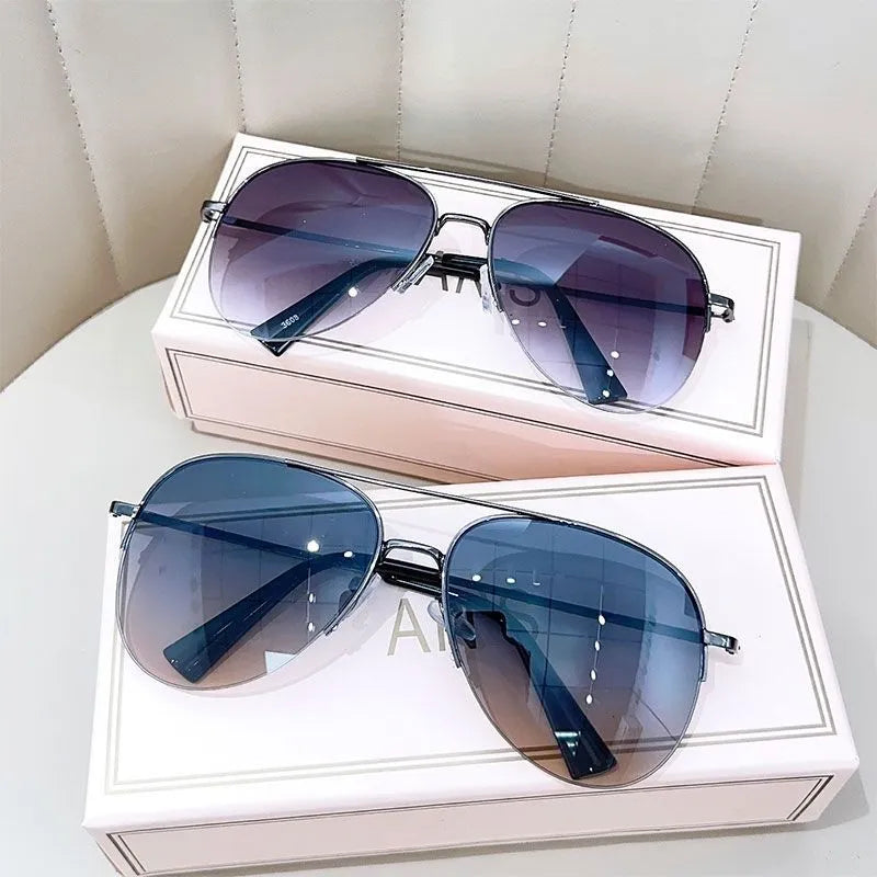 Metal frame aviator driving sunglasses with resin lenses in multiple colour options
