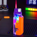 Orange luminous radish lighter with wind-resistant plastic construction measuring 8cm length
