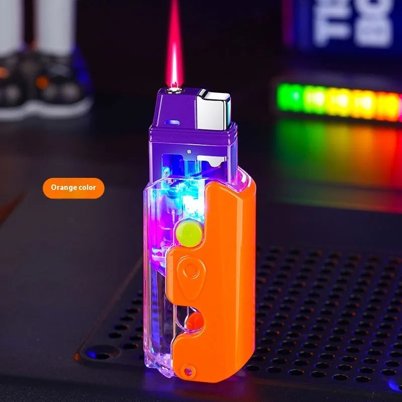 Orange luminous radish lighter with wind-resistant plastic construction measuring 8cm length
