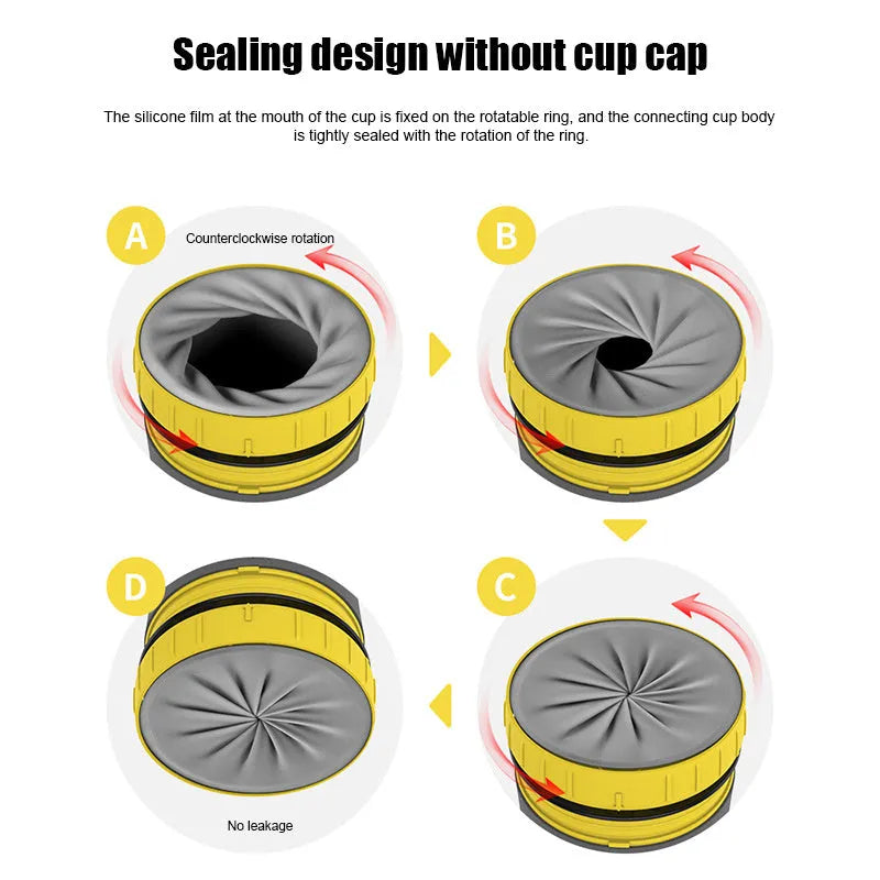 Double insulation travel tumbler with twist-top silicone seal showing cartoon patterns