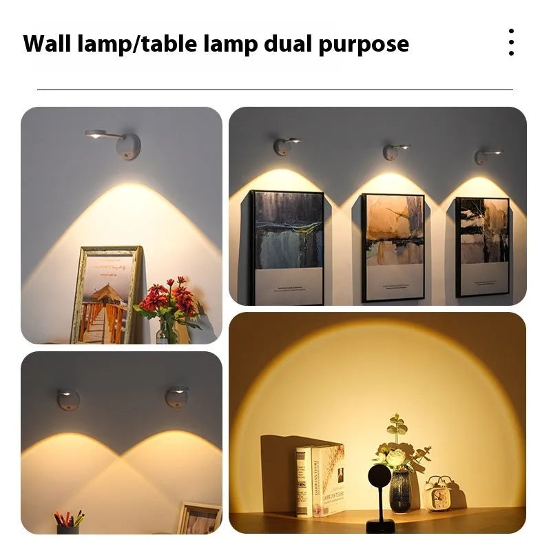 Geometric rechargeable wall lamp with remote control showing black and white colour options on modern interior wall