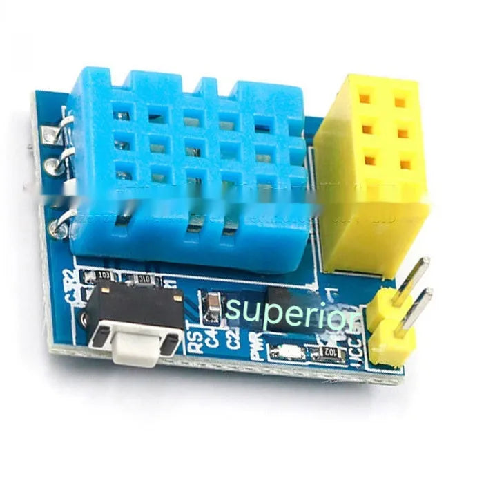 Compact WiFi node module with DHT11 temperature and humidity sensor measuring 25mm by 21mm