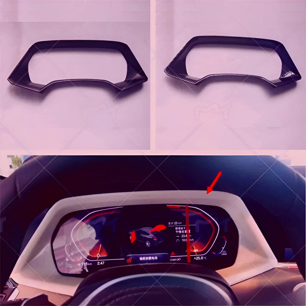 BMW X5 dashboard decorative frame in carbon fibre or peach wood finish
