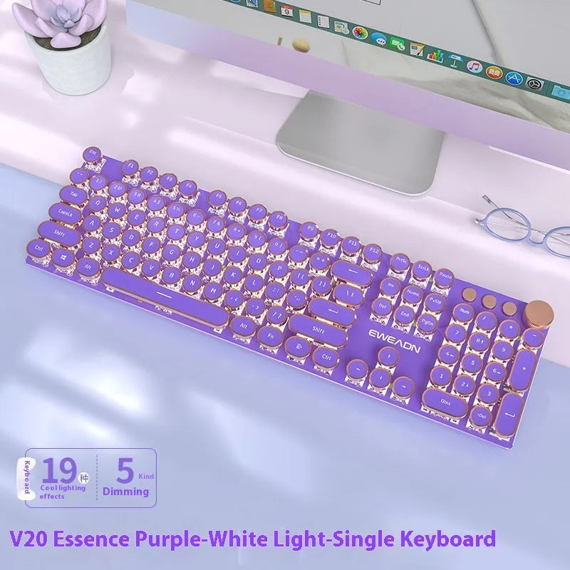 E-sports mechanical keyboard with multifunctional knob, white backlighting, and aluminium alloy frame in matcha green colour