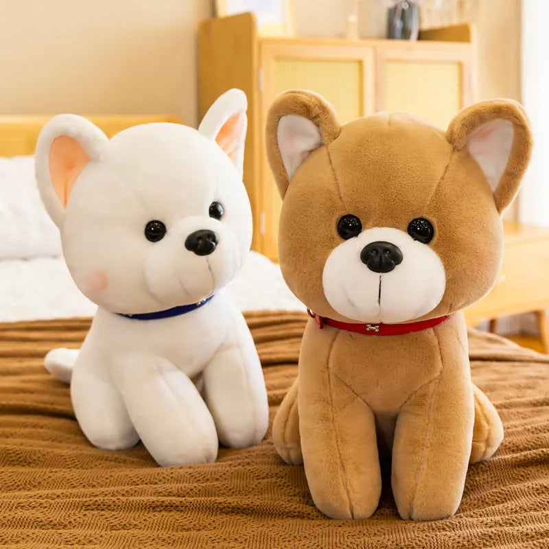 Cartoon puppy plush doll, brown or white, 25cm 40cm 50cm, PP cotton filling, for children 4-6 years