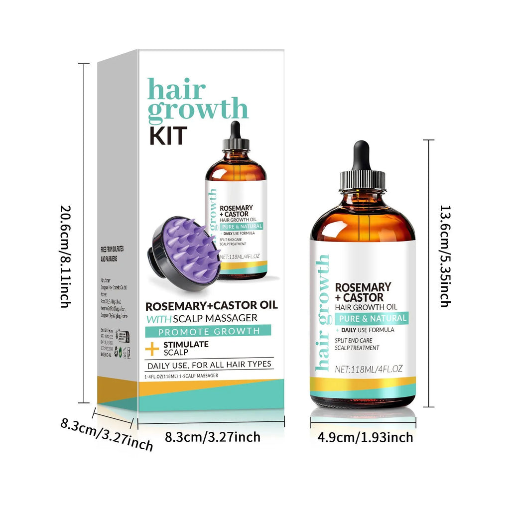 Hair oil 118ml bottle with massage brush for strong hair care treatment