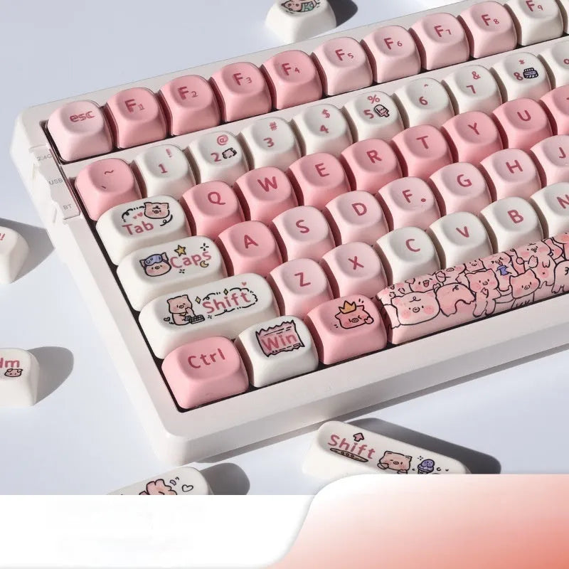 Fragrant Pig key cap with colourful design on PBT plastic, MOA height for universal keyboards