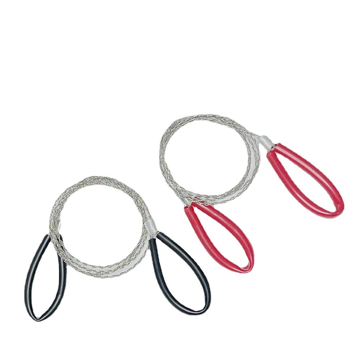 Outdoor survival steel wire saw with hand leather case, 68cm length, 7.7g weight, black and red colour options
