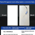 A rectangular white embedded ceiling panel light with a flat surface, shown installed flush in a false ceiling.