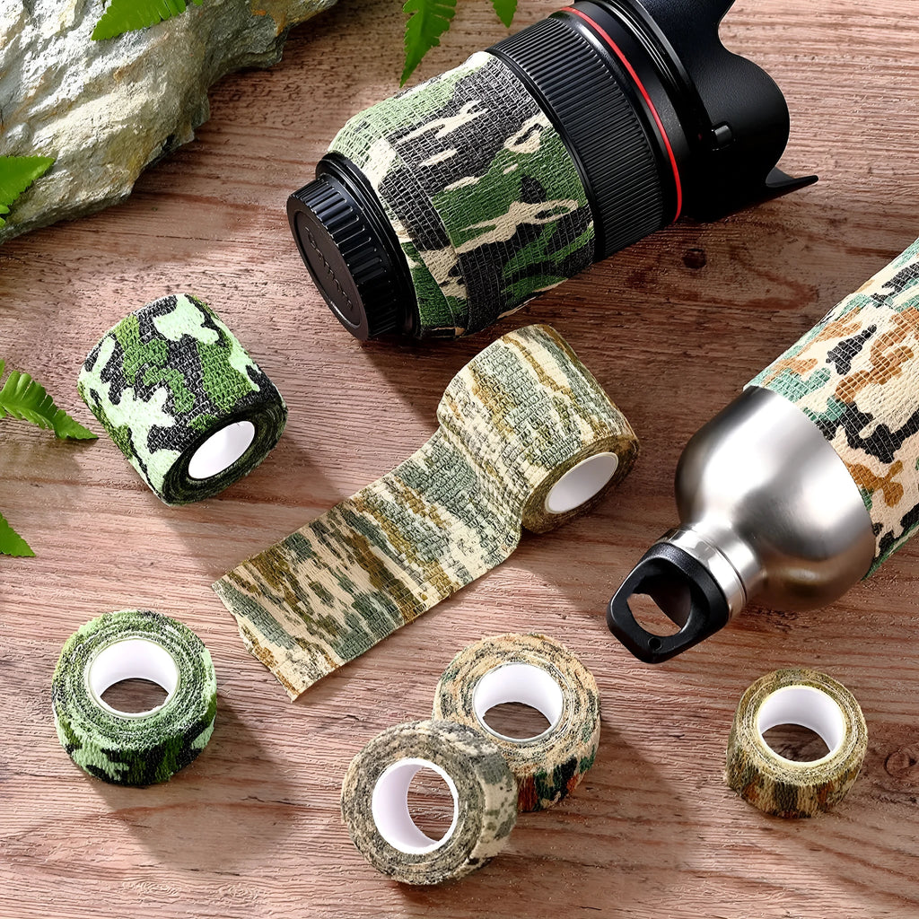 Camouflage elastic bandage roll for wrapping hunting camera legs and telescopic equipment