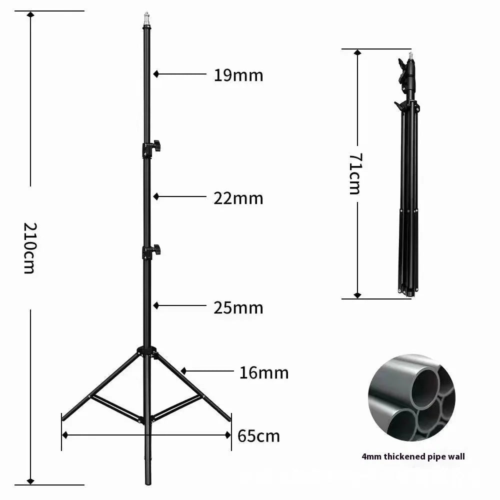 Adjustable photography tripod light stand with 5kg load capacity and mobile phone holder