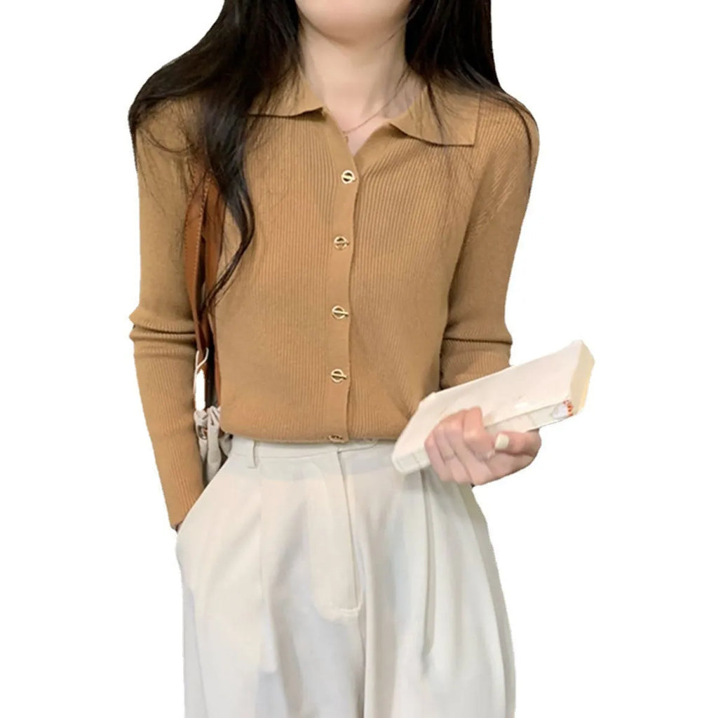 Long-sleeved viscose cardigan in loose fit showing oatmeal colour option with regular sleeves