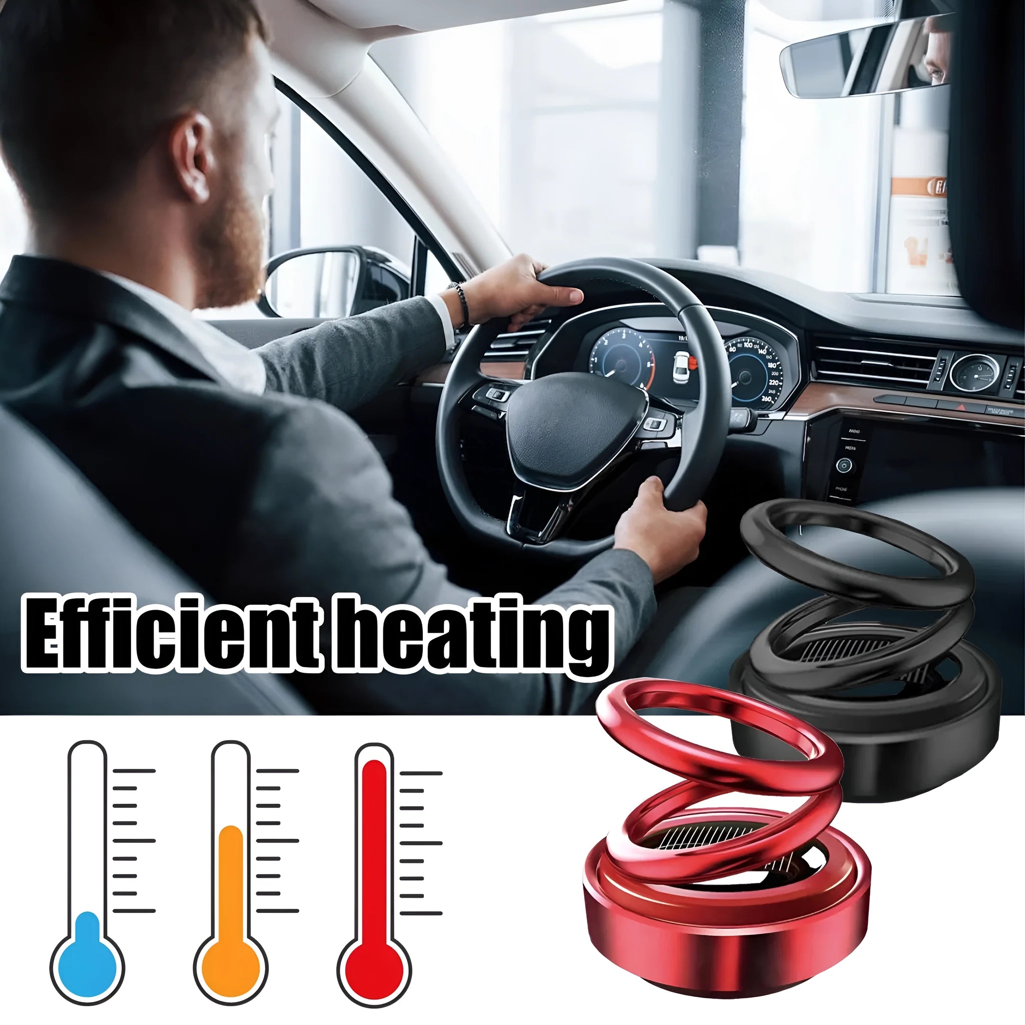 Portable miniature vibration radiator for car heat dissipation in black or red colour