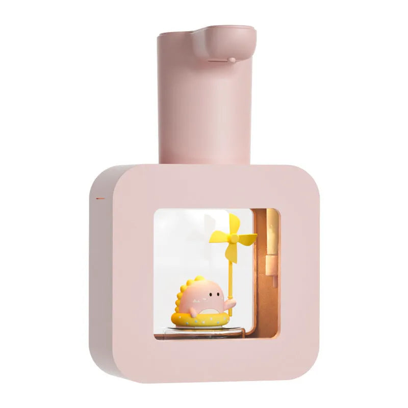 Yellow Pet Cube automatic soap dispenser with unicorn design and touchless sensor for foam handwashing