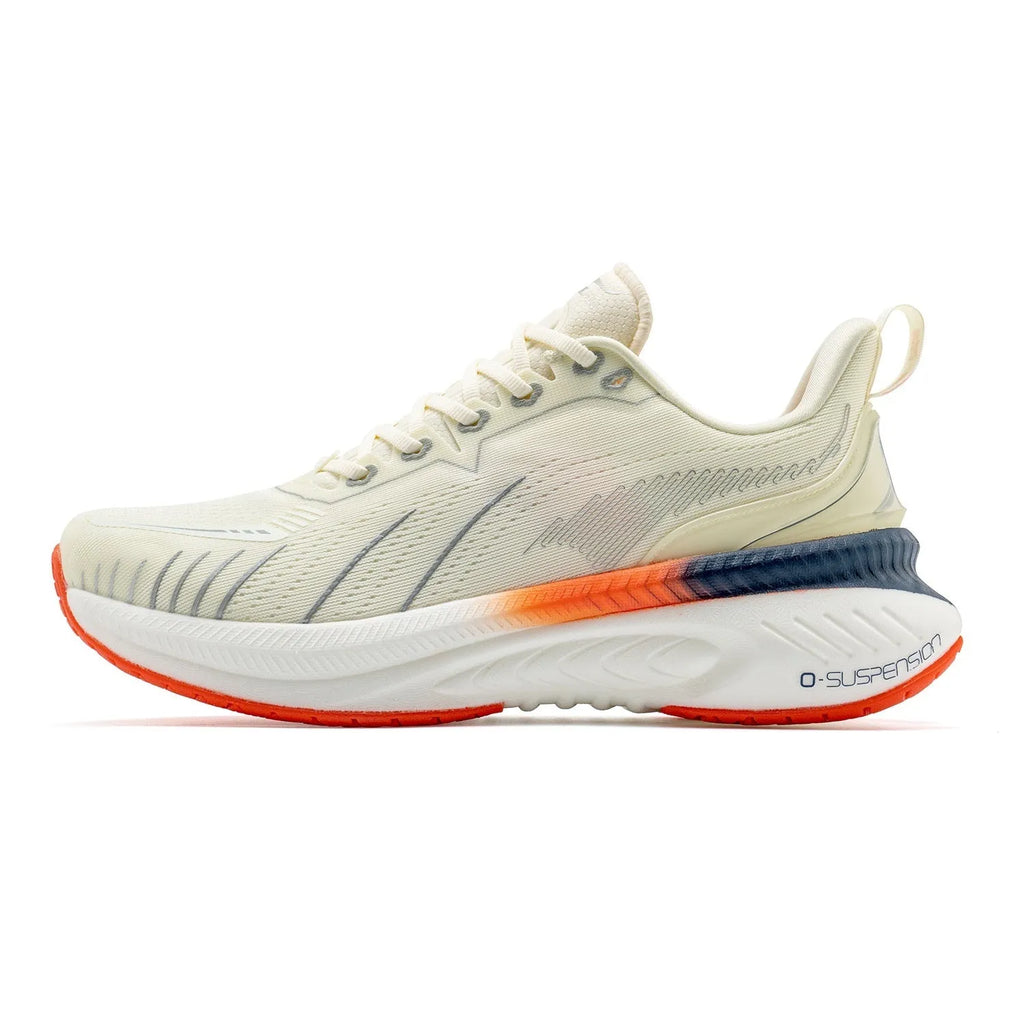Low-top running shoes with striped pattern, available in multiple colours, showcasing PU mesh upper and rubber sole