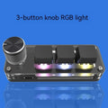 Black custom mechanical keypad with RGB backlight showing copy and paste keys, measuring 15cm wide