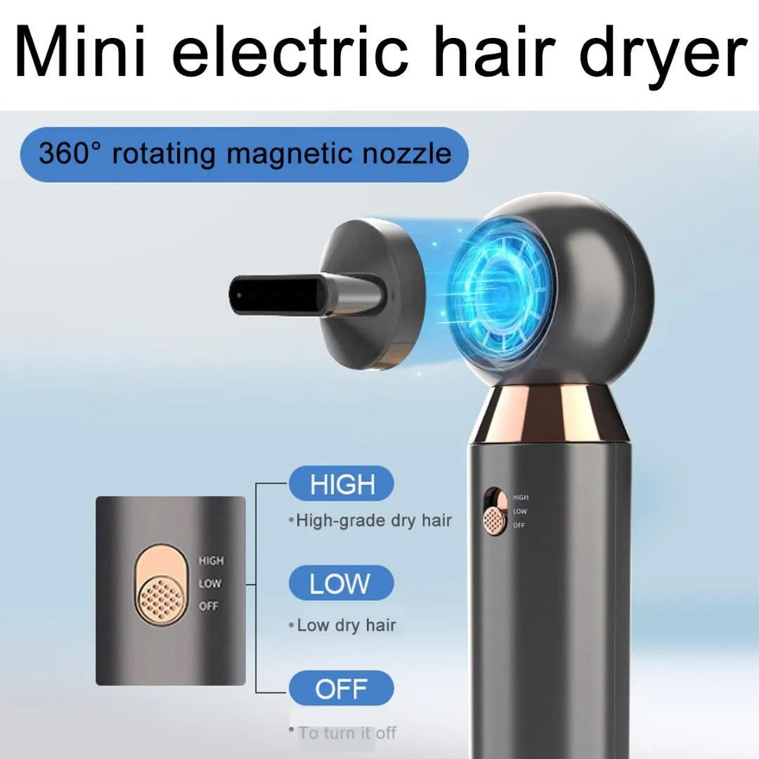 Compact white 800w hair dryer with concentrator nozzle on a table.