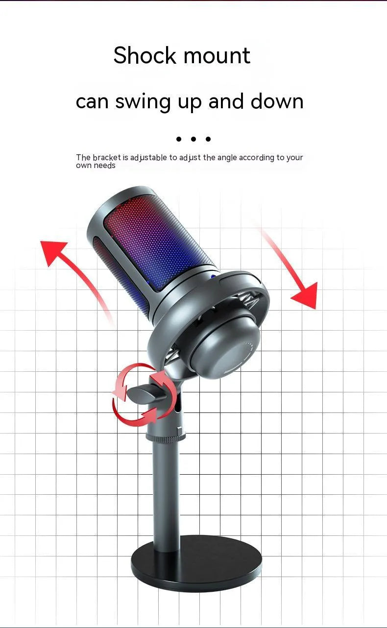 USB condenser microphone with 150cm cable in black, white, or pink colour for computer recording