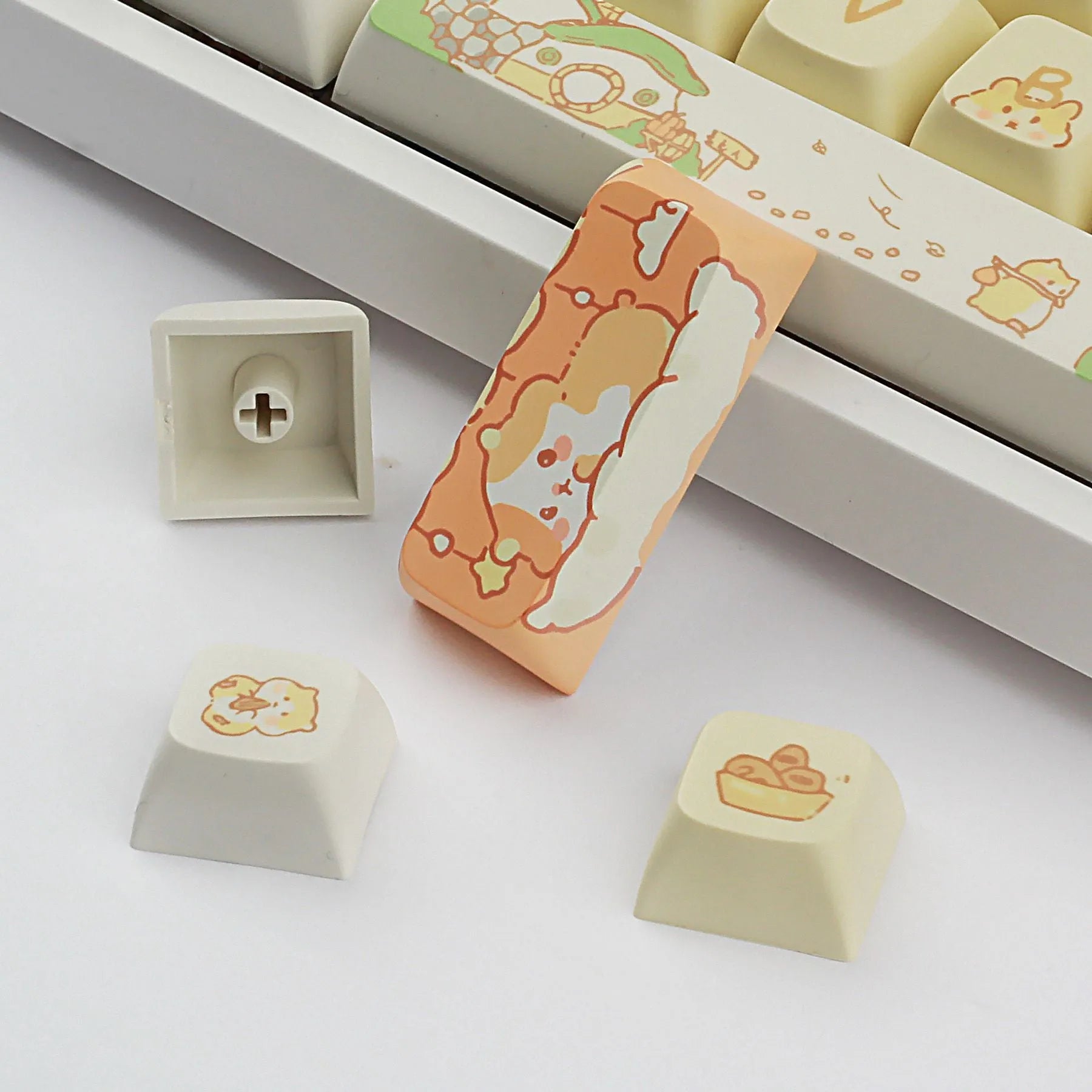 Custard-themed XDA profile keycap set for mechanical keyboards in grey and yellow colours