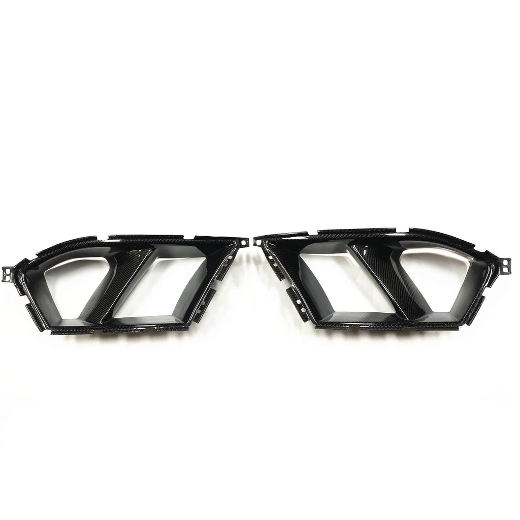 Dry carbon fibre front bumper grille with 3K weave for BMW M3 M4 G80 G82 models in black.