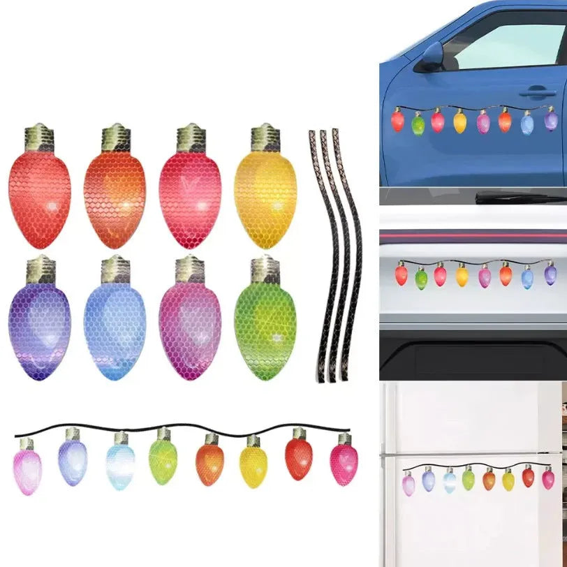 Magnetic reflective Christmas light bulbs with white honeycomb material for car and refrigerator decoration
