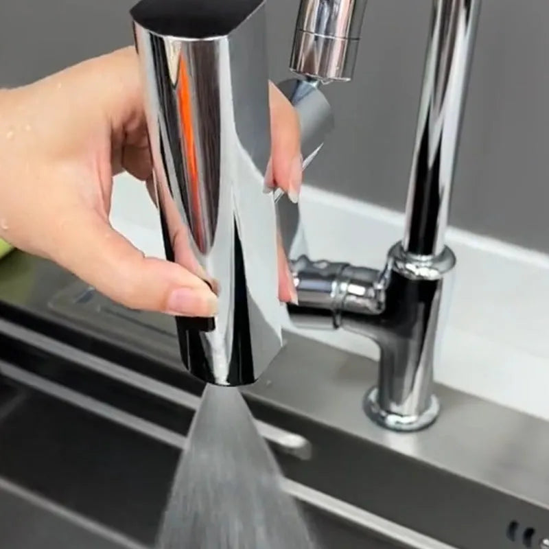 Black kitchen faucet nozzle extension with rotating joint and waterfall spray outlet