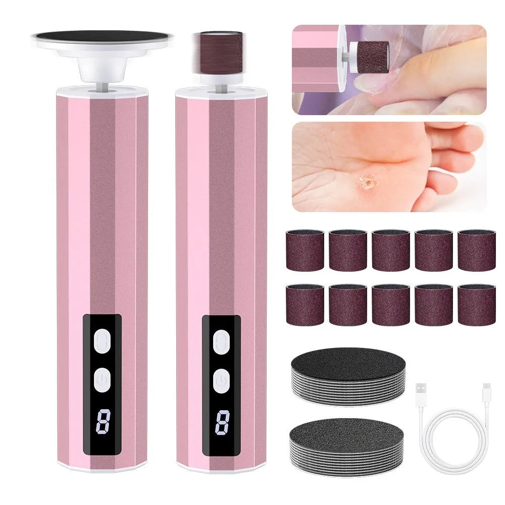 Household callus trimmer with USB cable and grinding wheels for foot exfoliation