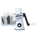 Blue multi-purpose vegetable chopper and food processor with suction cup base on a kitchen counter.