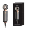 Compact white 800w hair dryer with concentrator nozzle on a table.